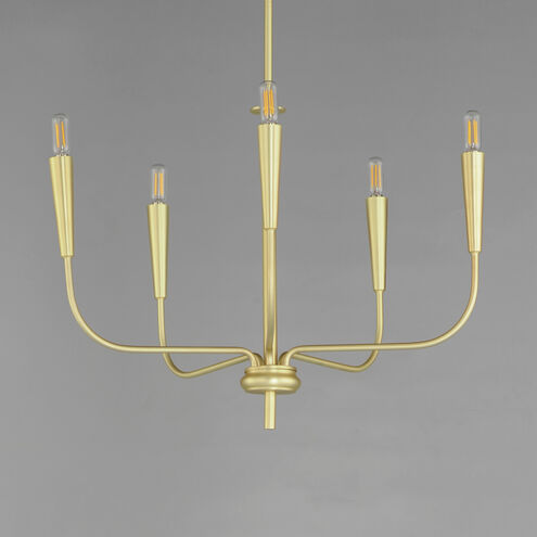 Vela 5 Light 24 inch Satin Brass Single-Tier Chandelier Ceiling Light