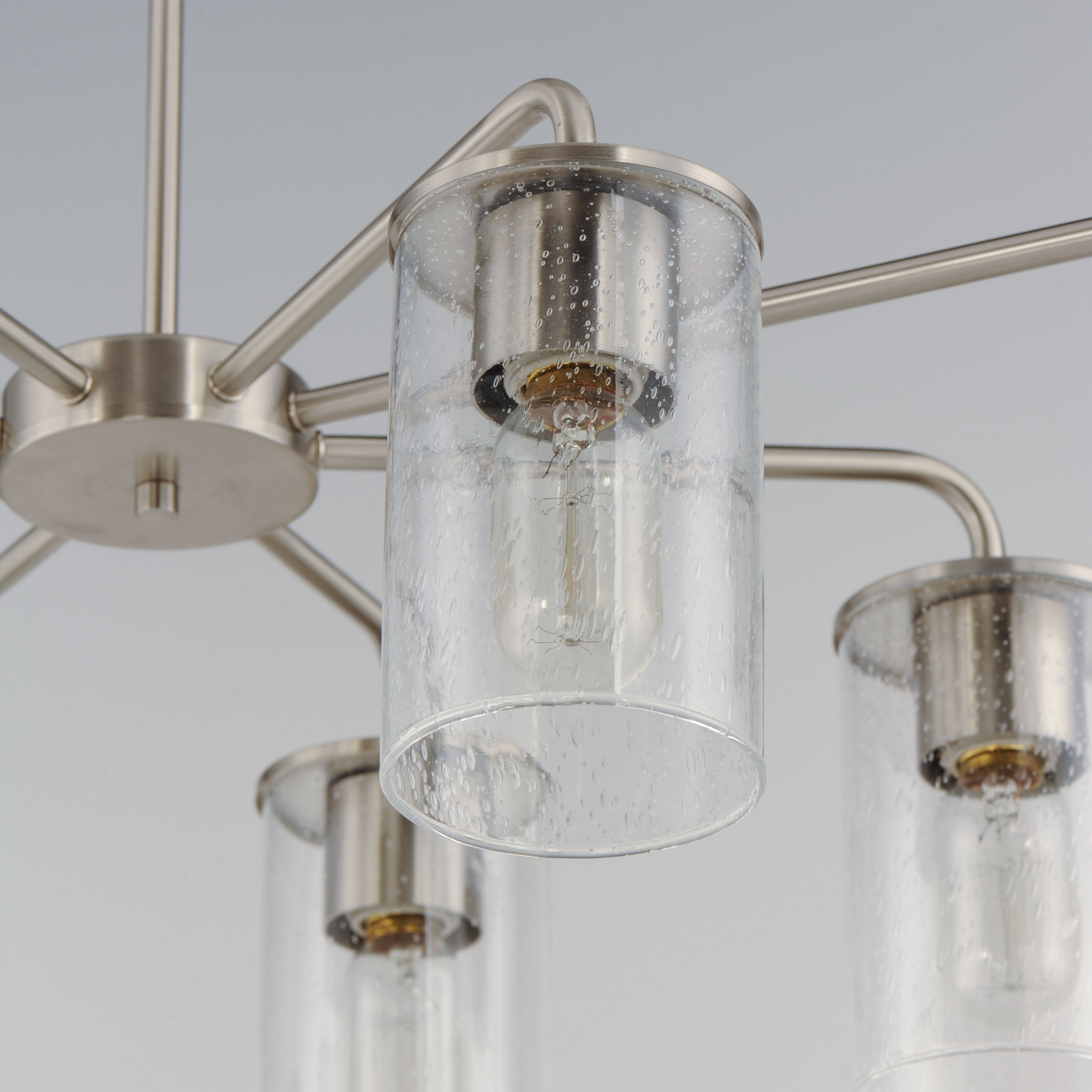 Sleek 8 Light 34 inch Satin Nickel Chandelier Ceiling Light