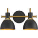 Dusk 2 Light 15 inch Black and Antique Brass Bath Vanity Wall Light
