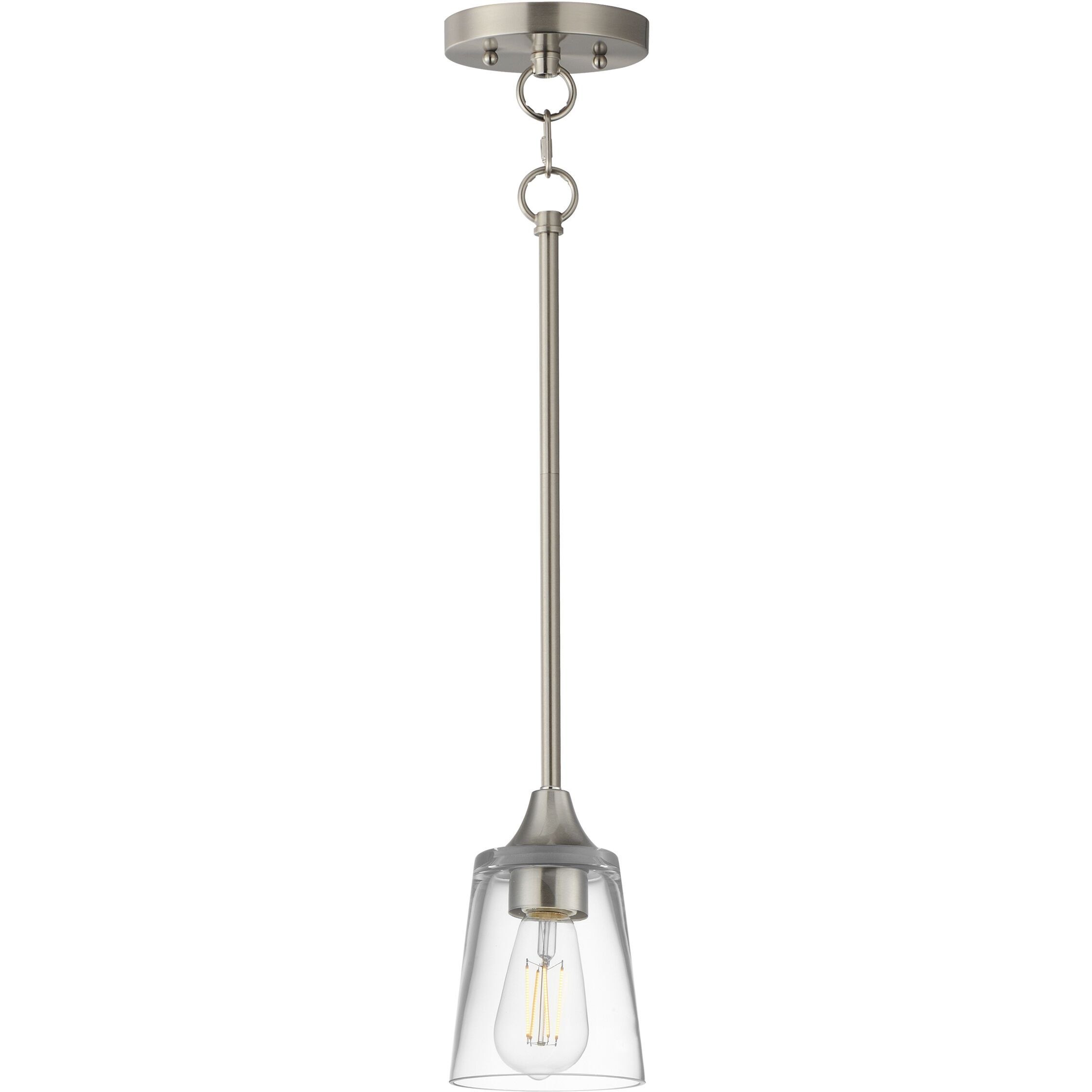 Hudson 1 Light 4.75 inch Satin Nickel Mini Pendant Ceiling Light in Clear