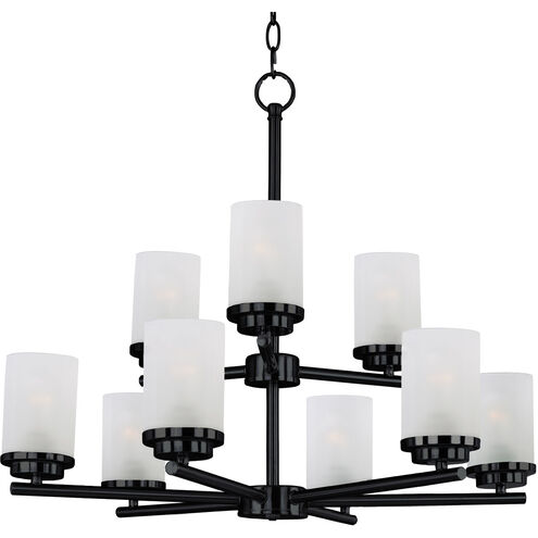 Corona 9 Light 28 inch Black Multi-Tier Chandelier Ceiling Light in Frosted