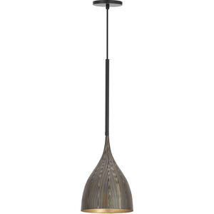 Fleur 1 Light 8.25 inch Black and Gold Mini Pendant Ceiling Light