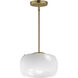 Glazed 1 Light 11 inch White and Natural Aged Brass Single Pendant Ceiling Light