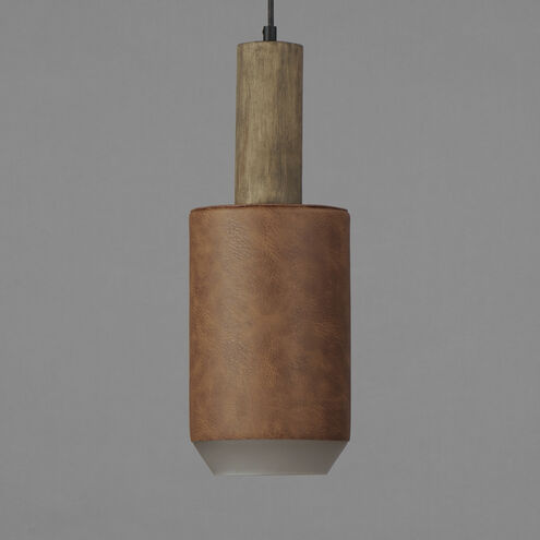 Scout LED 7 inch Weathered Wood / Tan Leather Single Pendant Ceiling Light