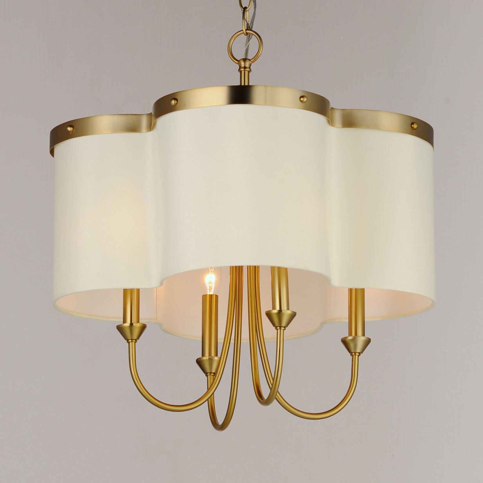 Clover 4 Light 20 inch Satin Brass Chandelier Ceiling Light
