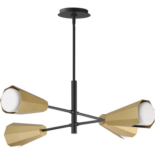 Rizzo 4 Light 33 inch Black and Antique Brass Chandelier Ceiling Light