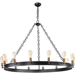 Noble 14 Light 50 inch Black and Natural Aged Brass Chandelier Ceiling Light in Medium Base