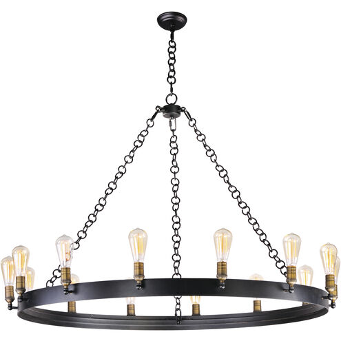 Noble 14 Light 50 inch Black and Natural Aged Brass Chandelier Ceiling Light in Medium Base
