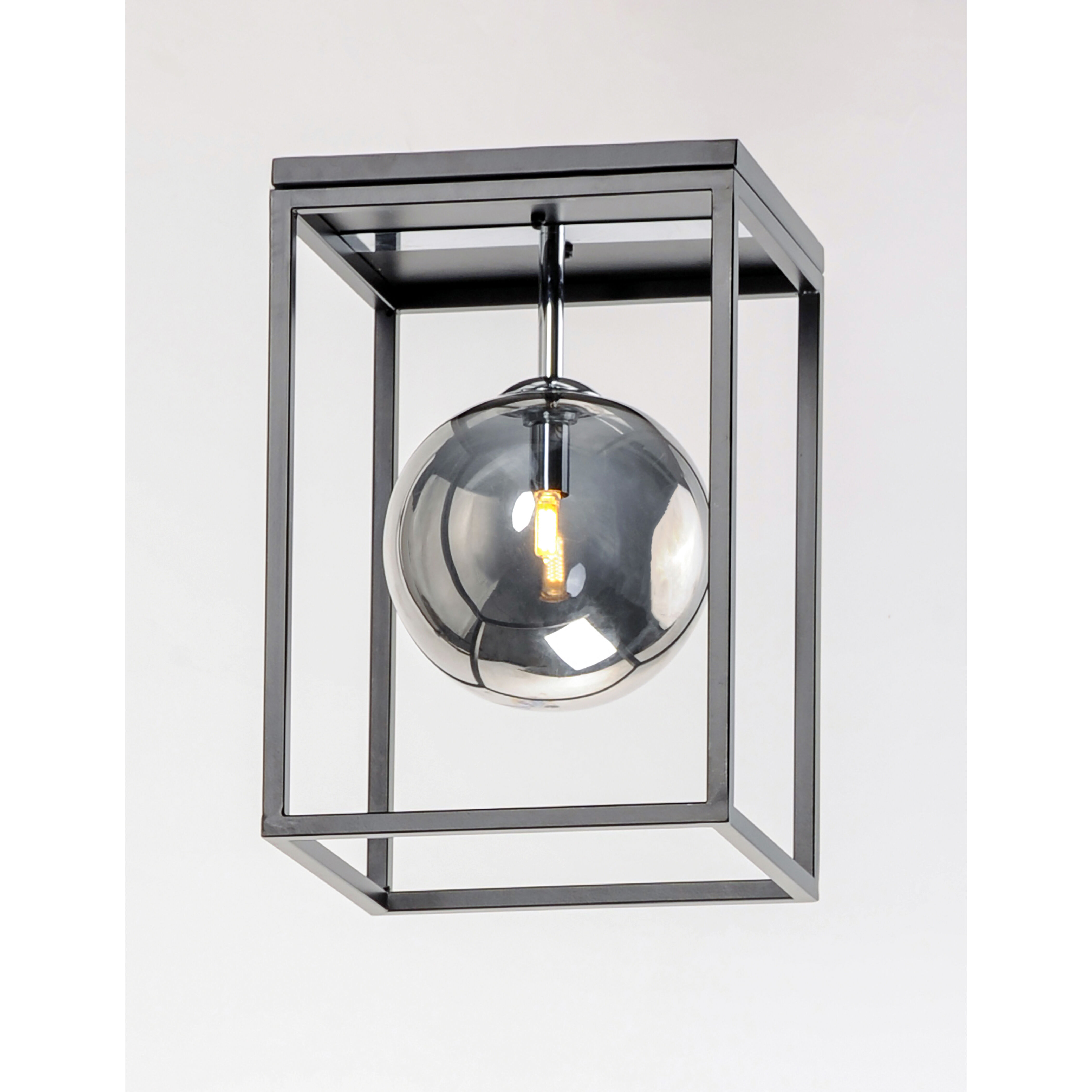Fluid LED 9.75 inch Black/Polished Chrome Single Pendant Ceiling Light in Mirror Smoke, Black and Polished Chrome