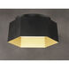 Honeycomb LED 16 inch Black and Gold Flush Mount Ceiling Light