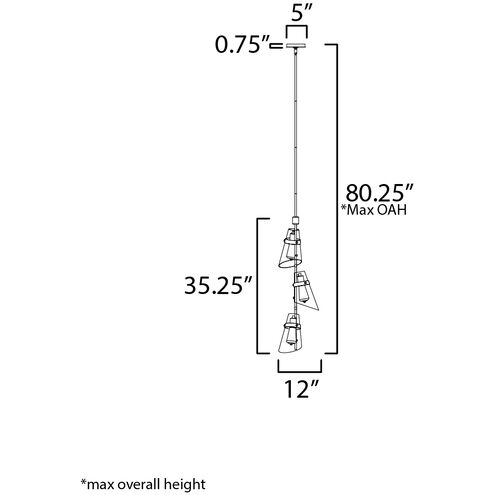 Finch 3 Light 12 inch Dark BronzeandAntique Brass Single Pendant Ceiling Light in Seedy