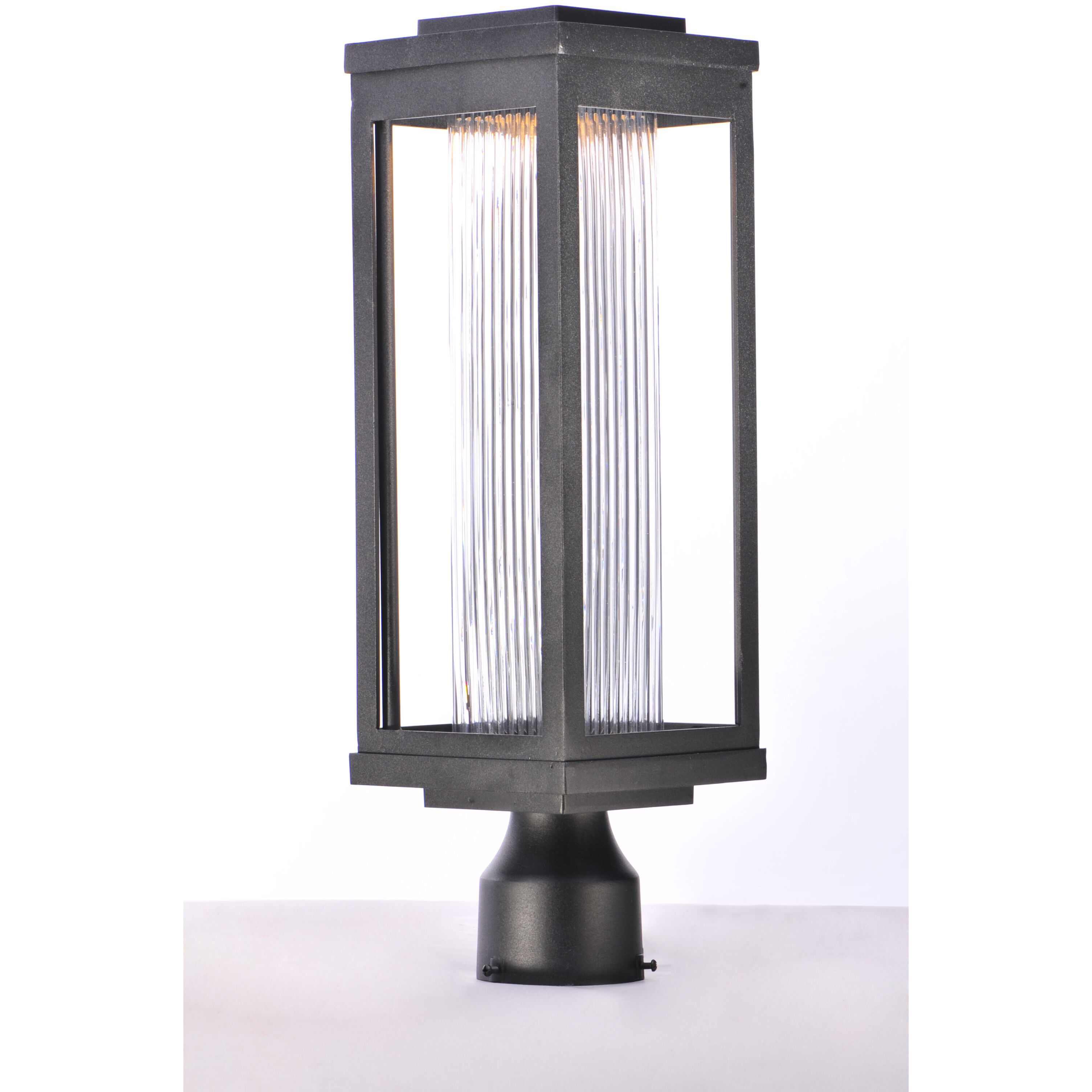 Salon LED LED 20 inch Black Outdoor Pole/Post Mount in Clear Ribbed