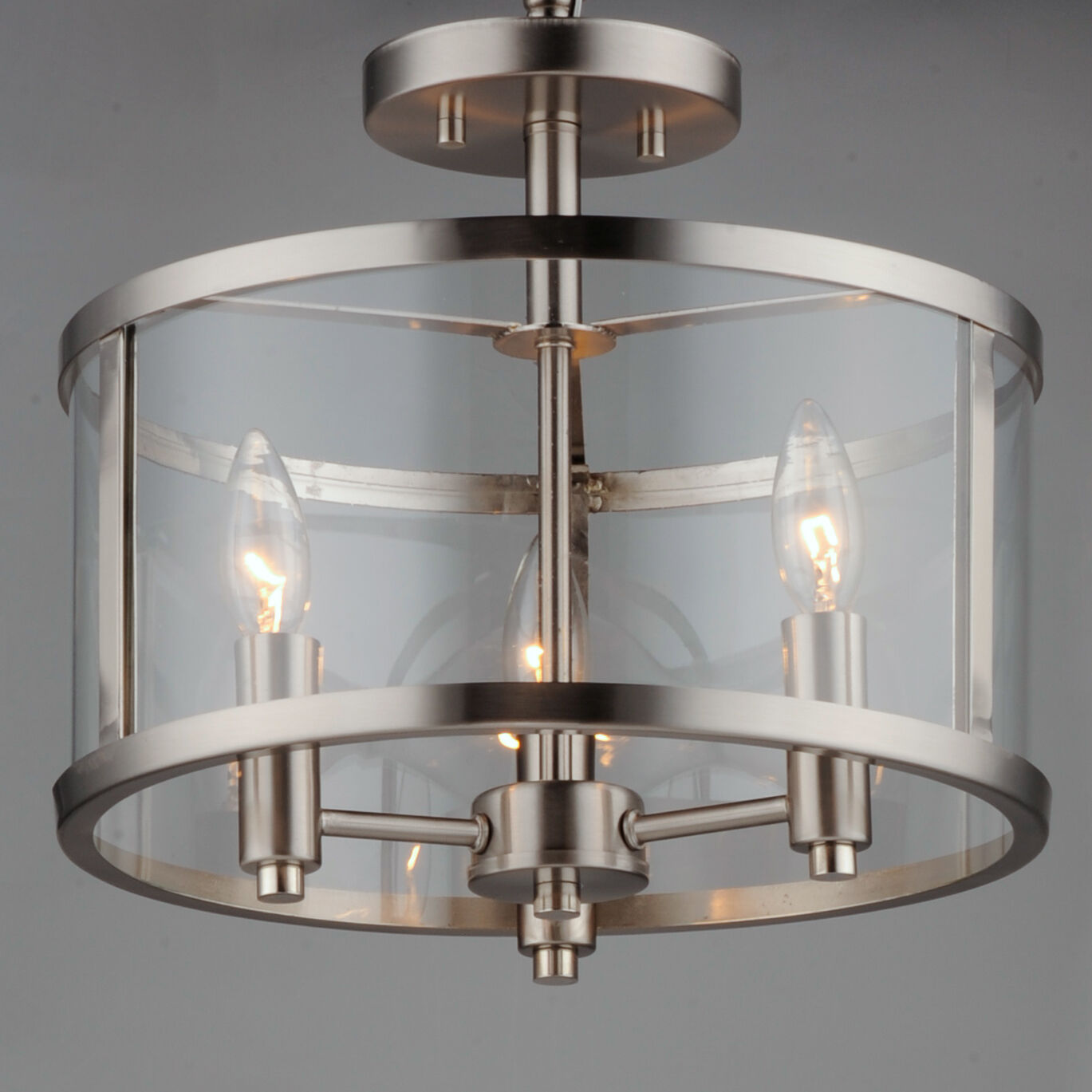 Satin nickel semi flush ceiling light sale