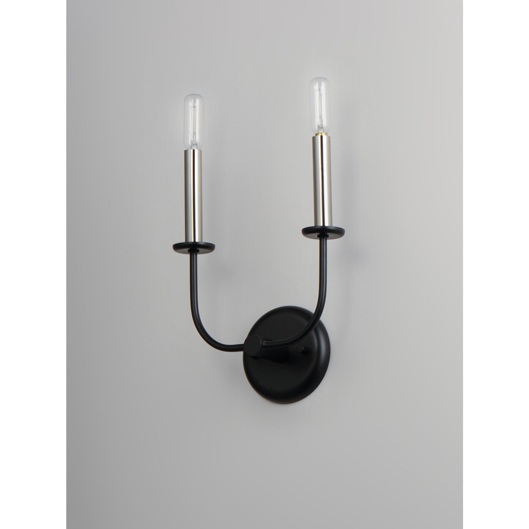 Wesley Wall Sconce Wall Light in Black and Satin Nickel