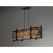 Boundry 5 Light 45.25 inch Black and Barn Wood and Antique Brass Linear Pendant Ceiling Light