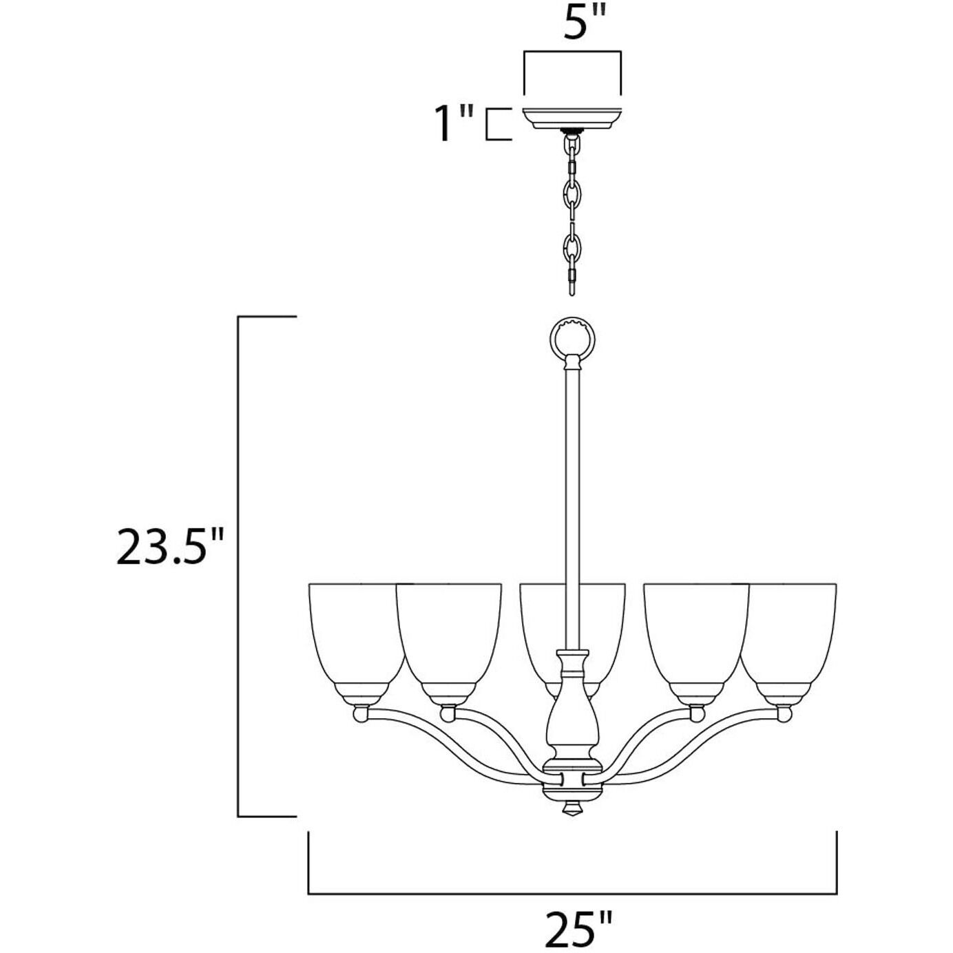 Stefan 5 Light 25 inch Black Single-Tier Chandelier Ceiling Light