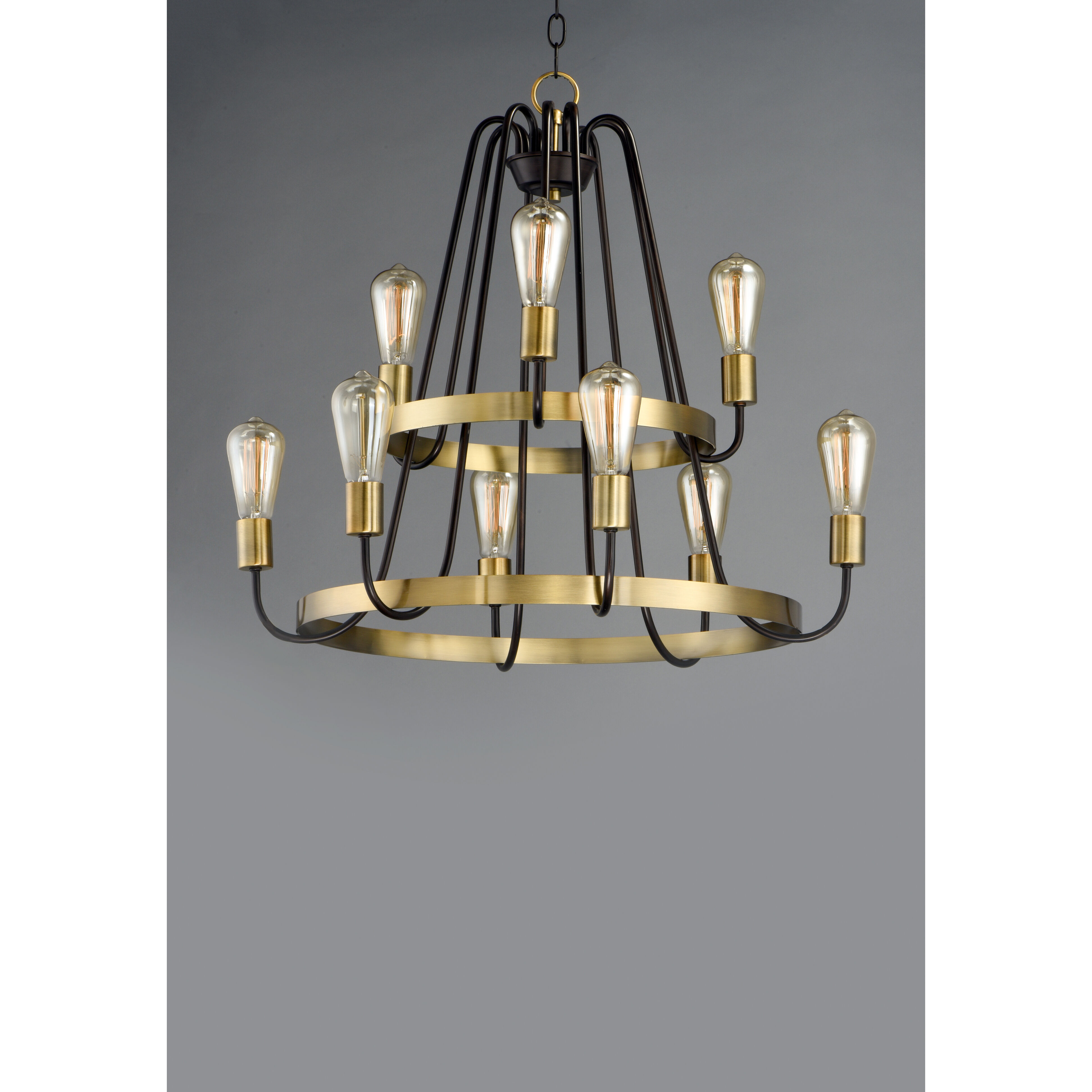 Haven 9 Light 27 inch Oil Rubbed Bronze/Antique Brass Multi-Tier Chandelier Ceiling Light in Oil Rubbed Bronze and Antique Brass