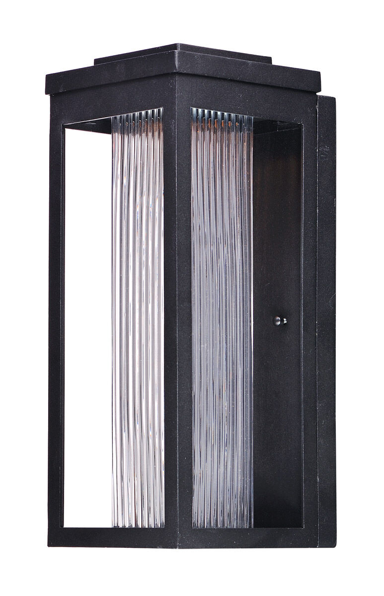 Salon LED LED 15 inch Black Outdoor Wall Sconce in Clear Ribbed