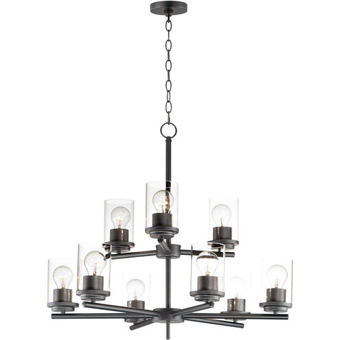 Corona 9 Light 28 inch Black Multi-Tier Chandelier Ceiling Light in Clear