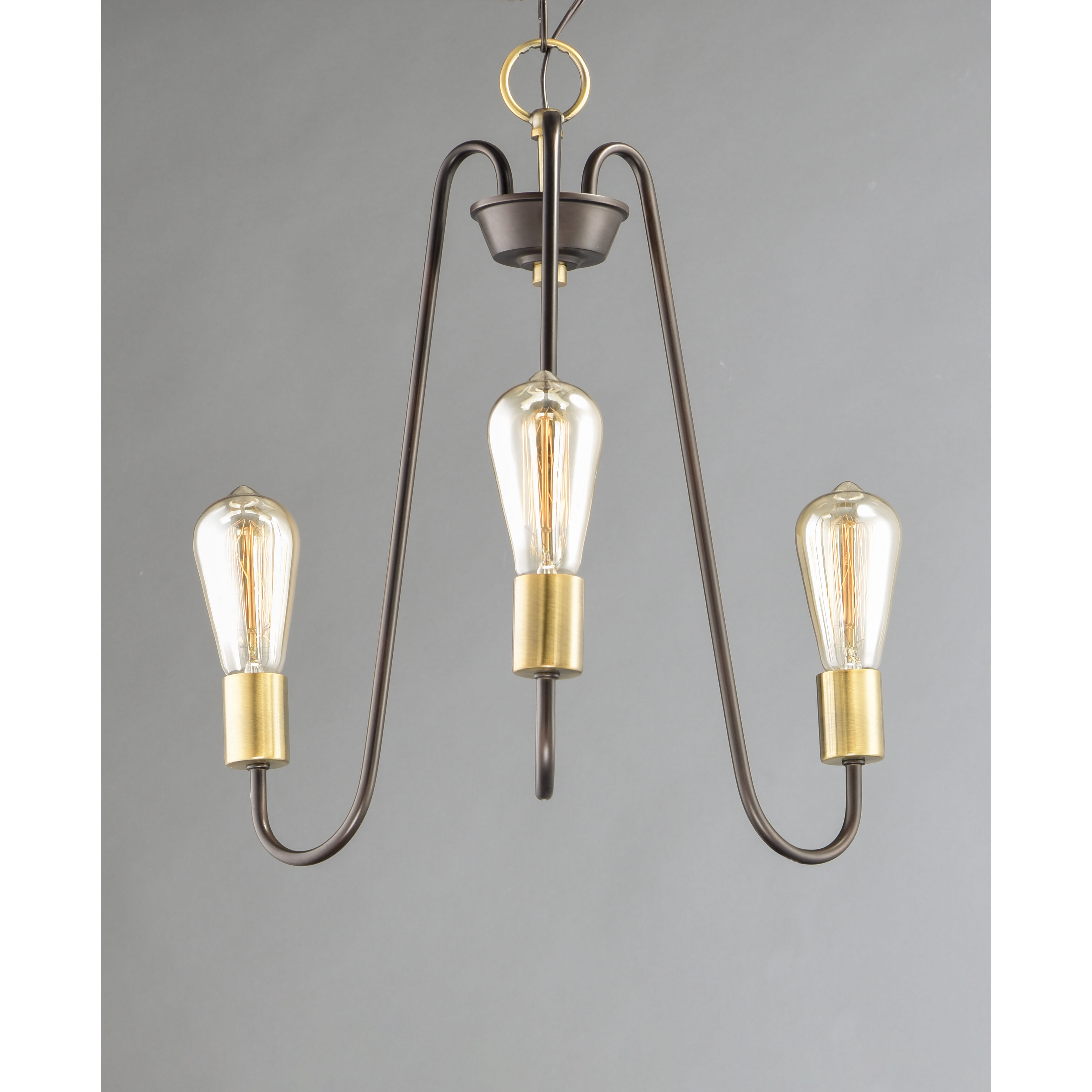 Haven 3 Light 18.5 inch Oil Rubbed Bronze/Antique Brass Single-Tier Chandelier Ceiling Light in Oil Rubbed Bronze and Antique Brass
