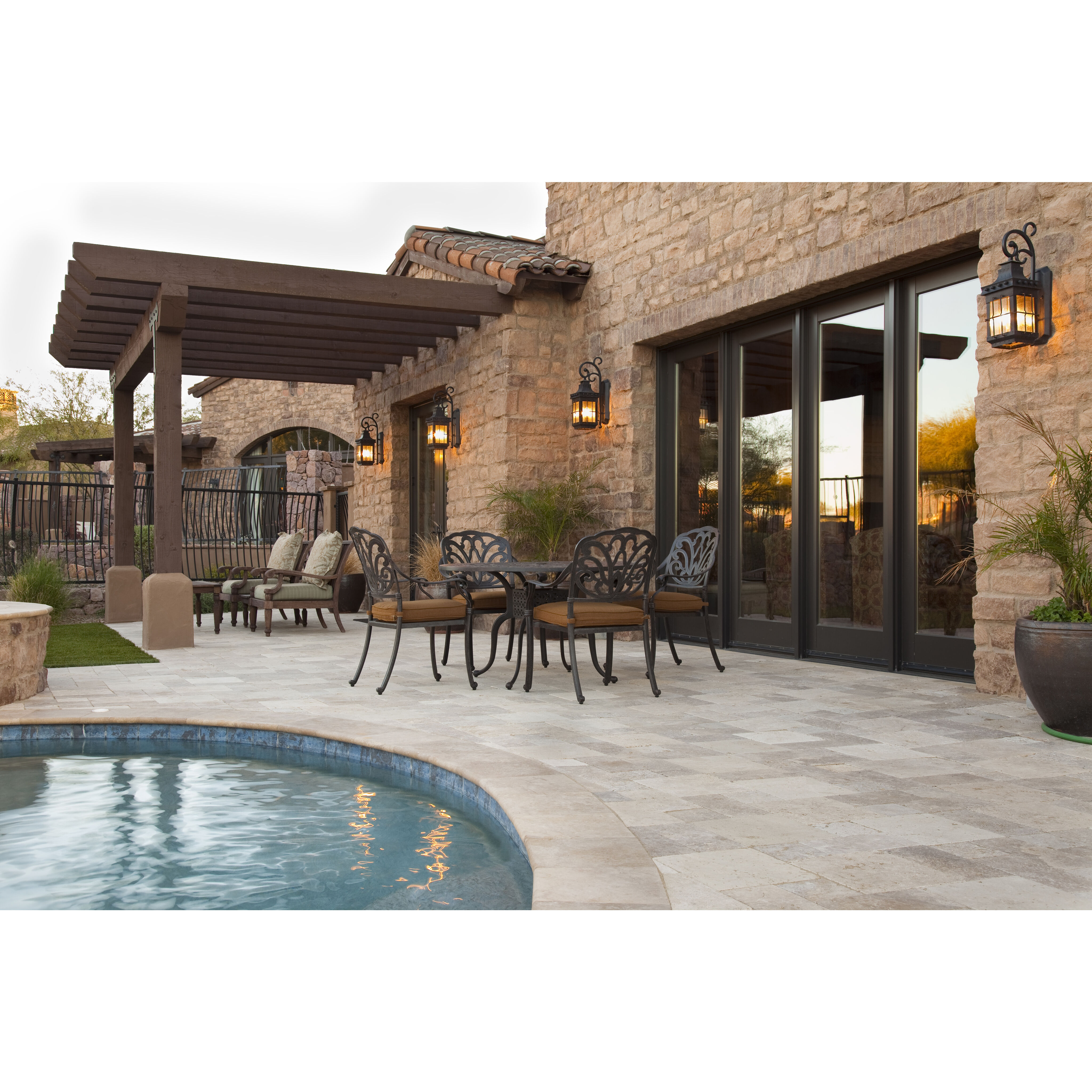 Nantucket 4 Light 32 inch Country Forge Outdoor Wall Mount