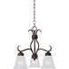 Basix 3 Light 19 inch Oil Rubbed Bronze Mini Chandelier Ceiling Light in Frosted