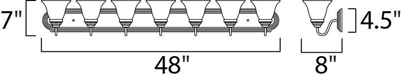 Essentials - 801x 7 Light 48 inch Oil Rubbed Bronze Bath Light Wall Light in Frosted