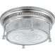 Hi-Bay 2 Light 13 inch Satin Nickel Flush Mount Ceiling Light