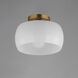 Glazed 1 Light 11 inch White and Natural Aged Brass Flush Mount Ceiling Light
