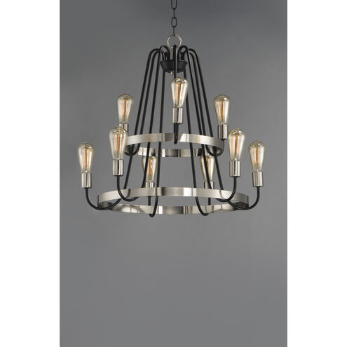 Haven 9 Light 27 inch Black/Satin Nickel Multi-Tier Chandelier Ceiling Light in Black and Satin Nickel