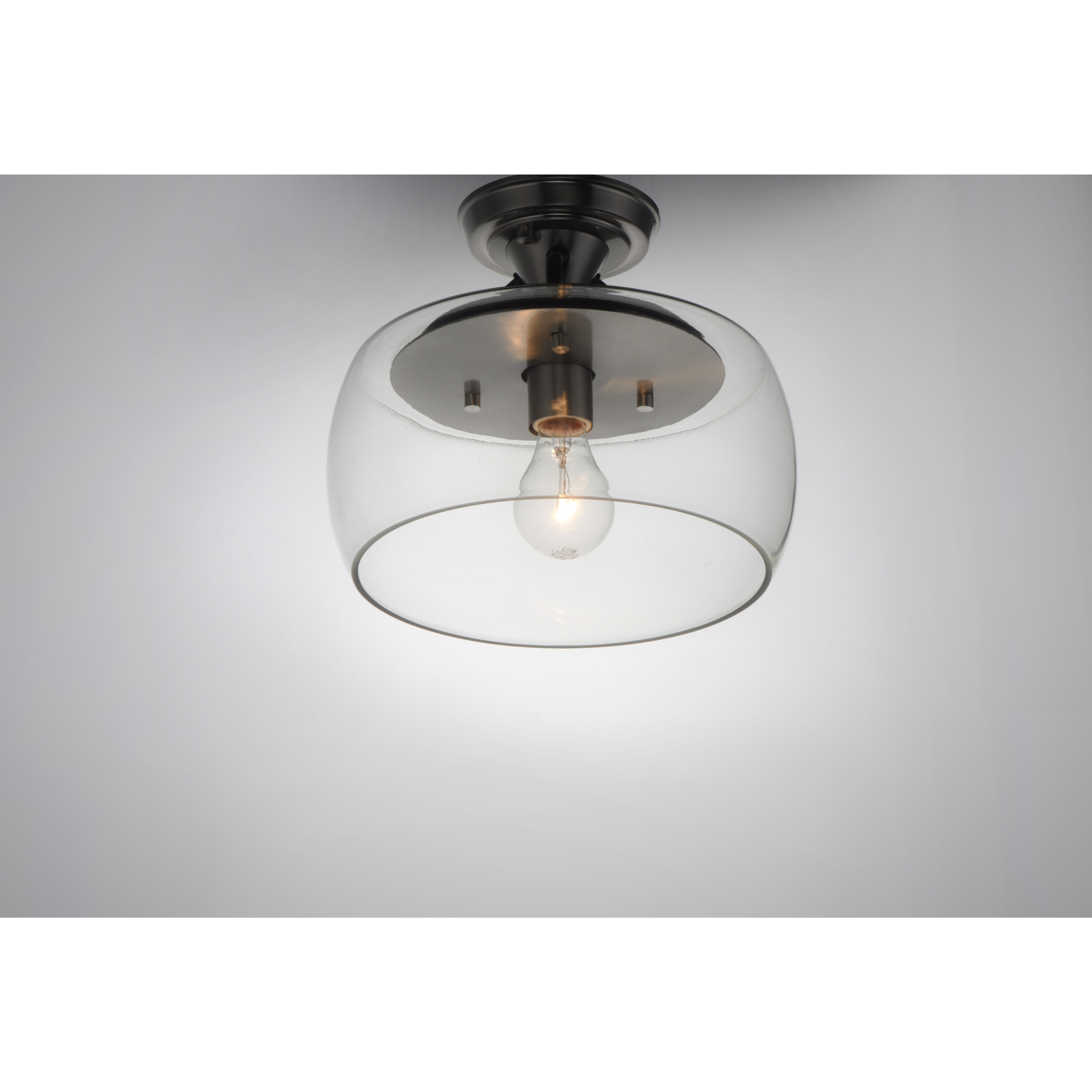 Goblet 1 Light 11 inch Black/Satin Nickel Semi-Flush Mount Ceiling Light in Black and Satin Nickel