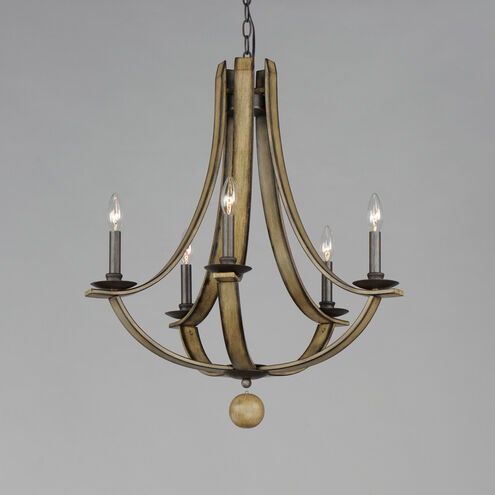 Basque 5 Light 26 inch Driftwood and Anthracite Chandelier Ceiling Light