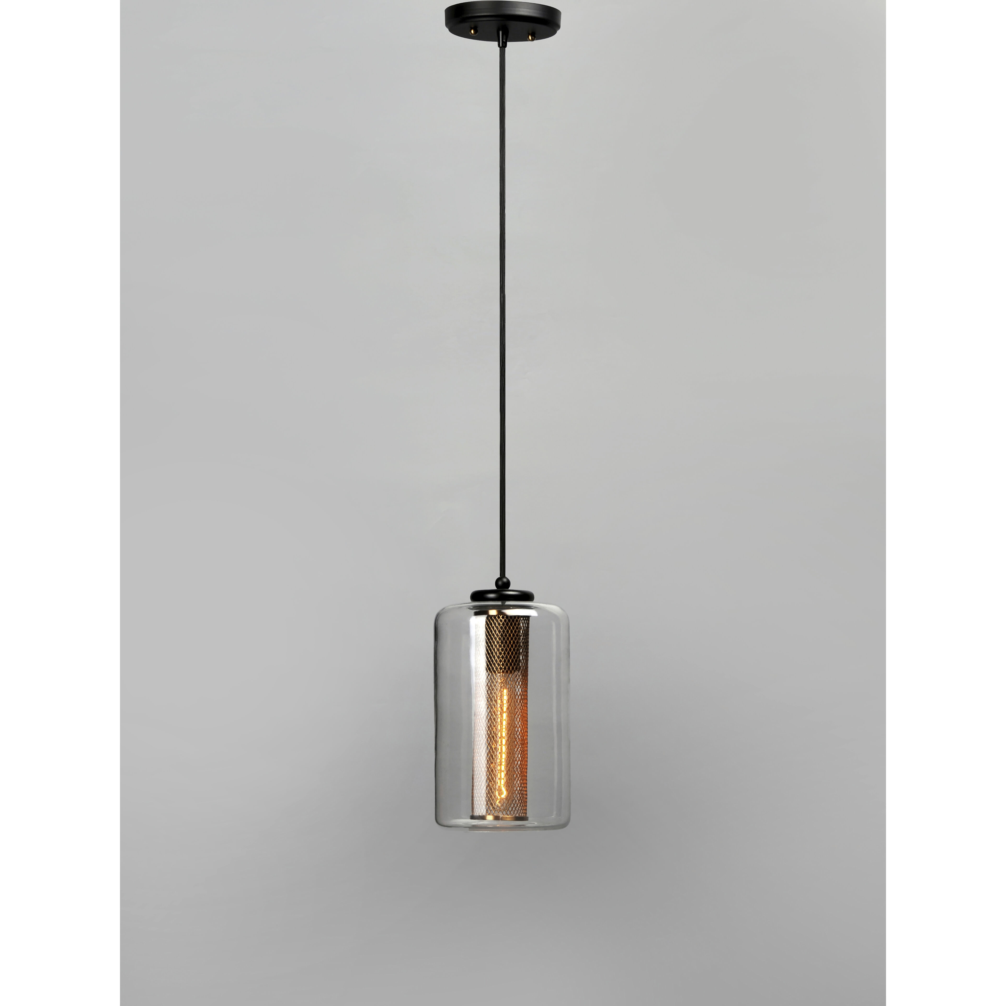 Firefly 1 Light 6 inch Black/Satin Brass Single Pendant Ceiling Light