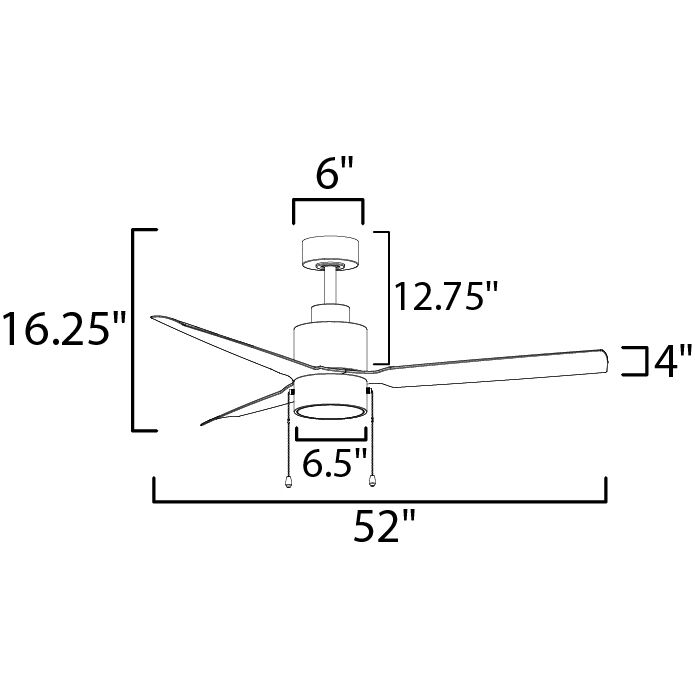 Falcon - Pull 52 inch Black Indoor Ceiling Fan