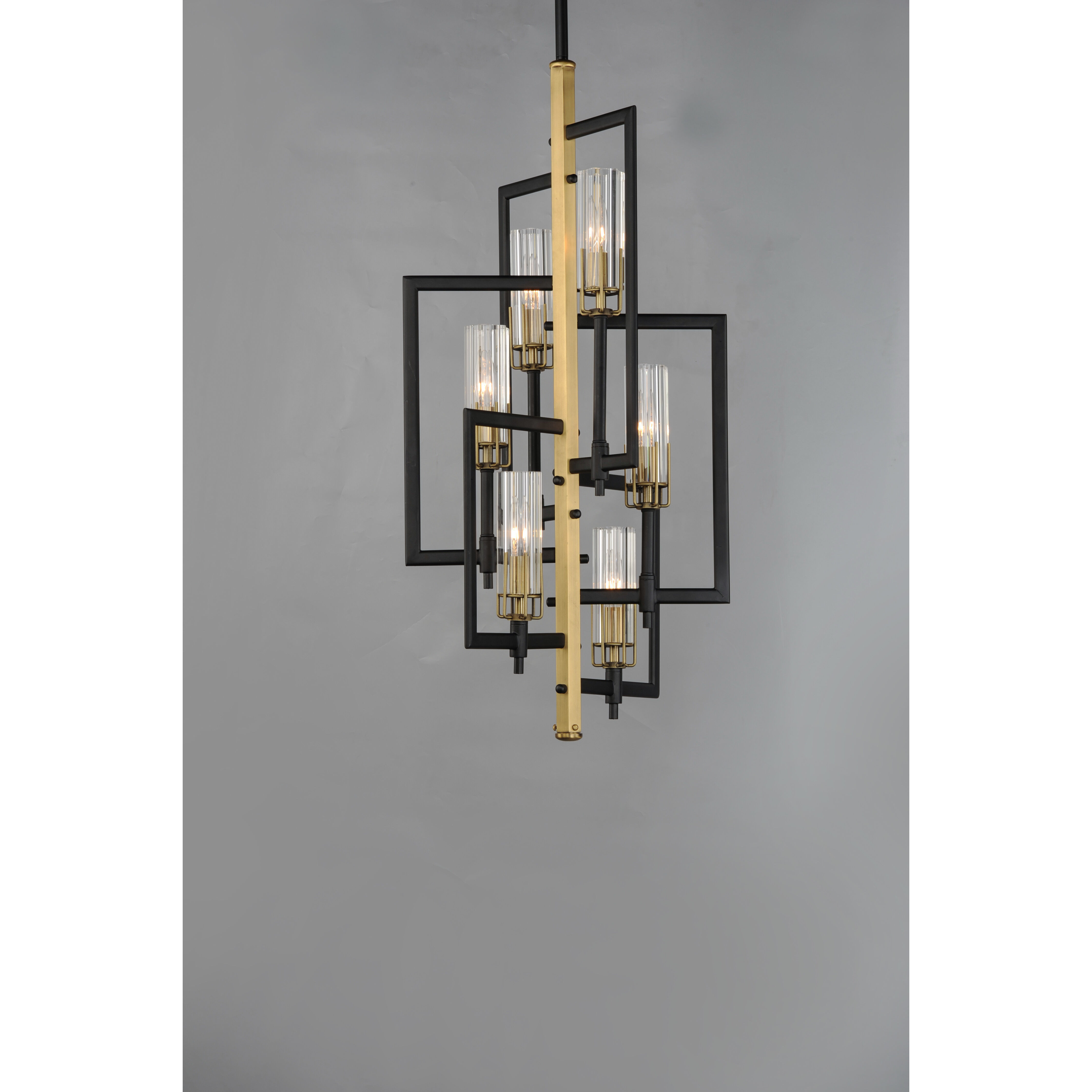 Flambeau 6 Light 14 inch Black/Antique Brass Chandelier Ceiling Light