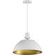 Dawn 1 Light 15.25 inch White and Satin Brass Single Pendant Ceiling Light