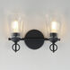 Jackson Hole 2 Light 14.25 inch Black Wall Sconce Wall Light in Clear