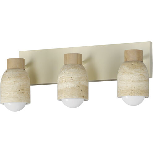 Pompeii 3 Light 21 inch Travertine and Oyster Bath Vanity Wall Light