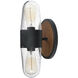 Lido 2 Light 15 inch Antique Pecan and Black Outdoor Wall Mount