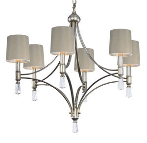 Regal 6 Light 35 inch Silver Gold Chandelier Ceiling Light in With Shade