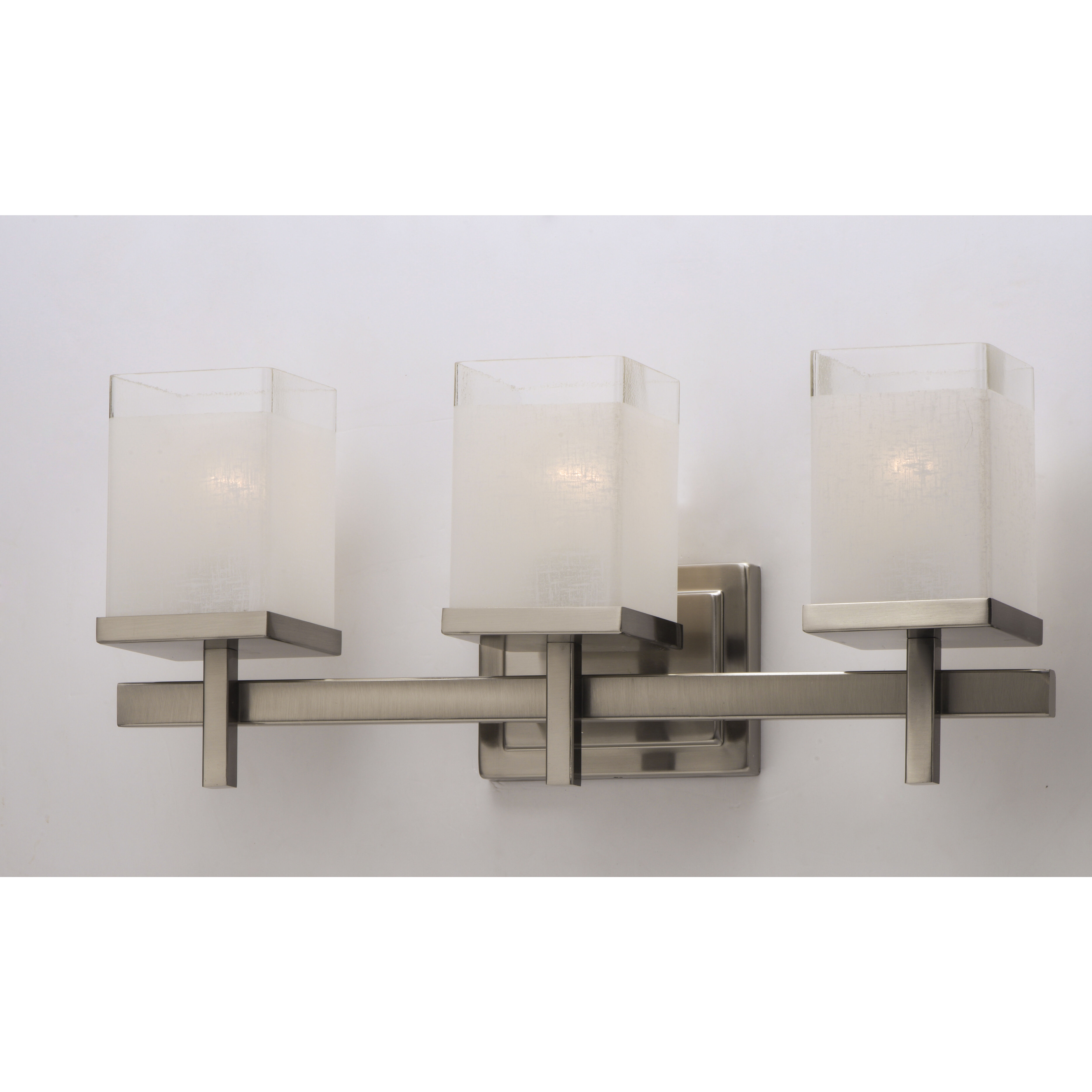 Tetra 3 Light 22 inch Satin Nickel Bath Vanity Wall Light in White Linen