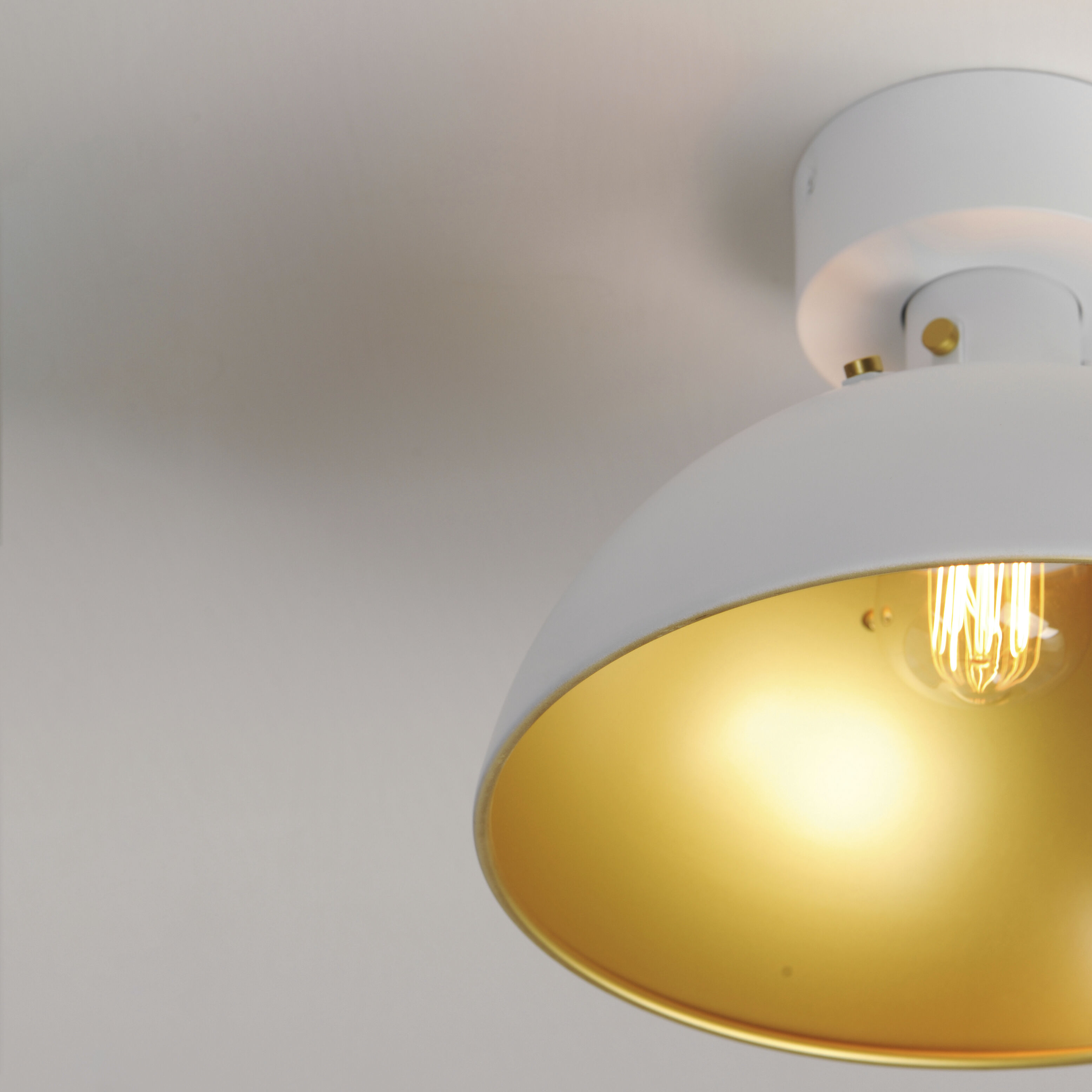 Dawn 1 Light 12 inch White/Satin Brass Semi-Flush Mount Ceiling Light in White and Satin Brass