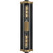 Opulent 2 Light 20 inch Black and Antique Brass Outdoor Wall Mount