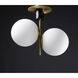 Vesper 2 Light 9.75 inch Satin Brass and Black Semi-Flush Mount Ceiling Light