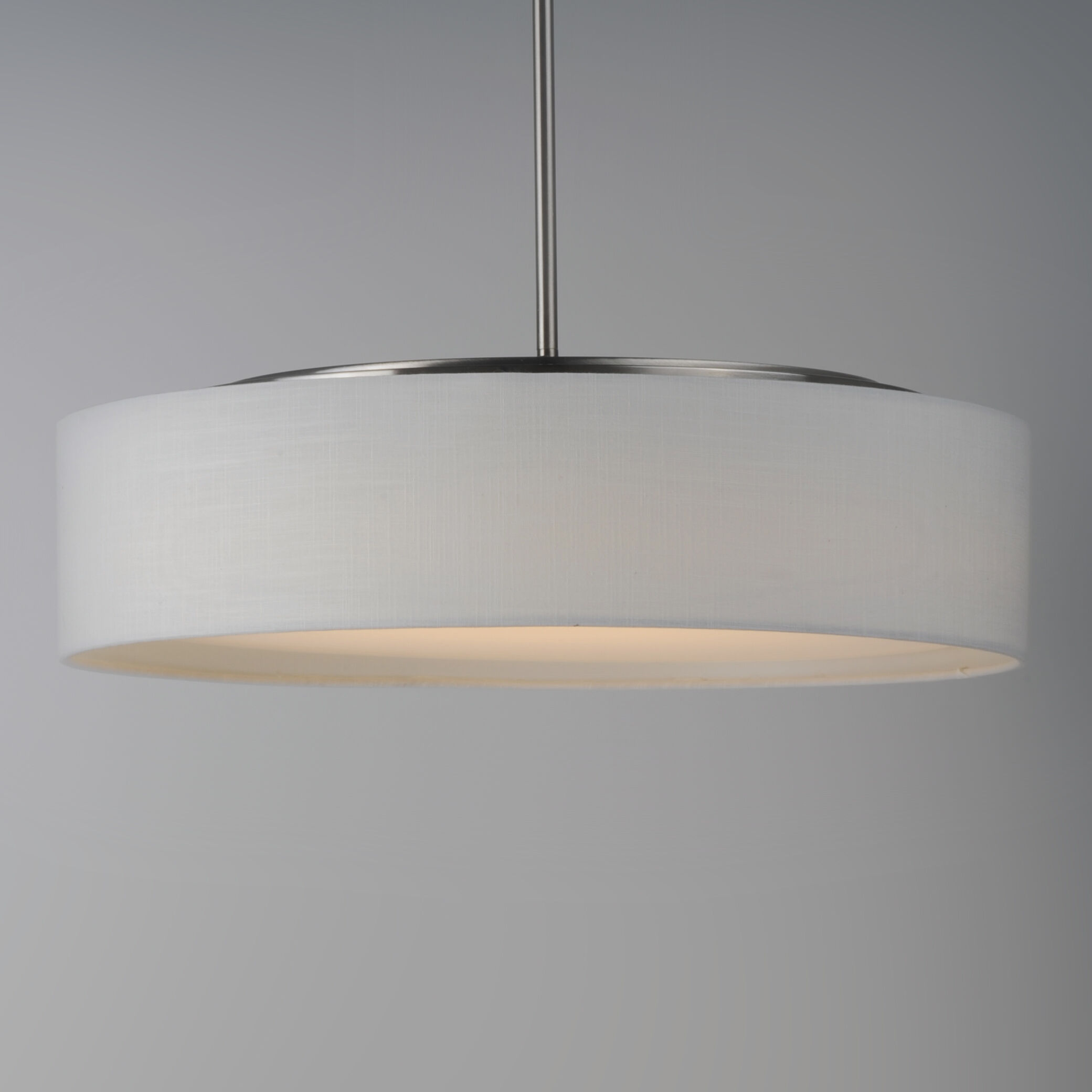 Prime LED 16 inch Satin Nickel Single Pendant Ceiling Light in White Linen