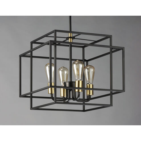 Liner 4 Light 18 inch Black/Satin Brass Single Pendant Ceiling Light