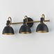 Dusk 3 Light 24 inch Black and Antique Brass Bath Vanity Wall Light