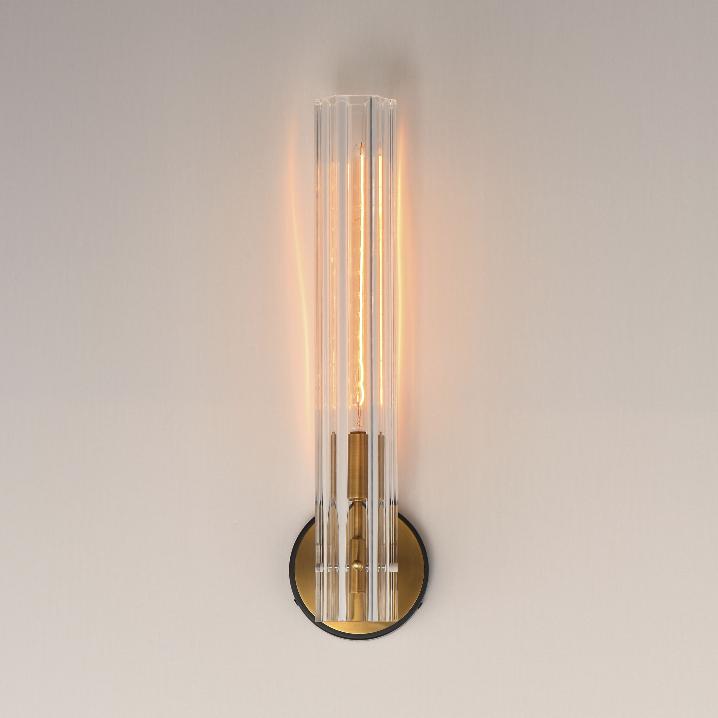 Flambeau 1 Light 5 inch Black and Antique Brass ADA Wall Sconce Wall Light in Clear