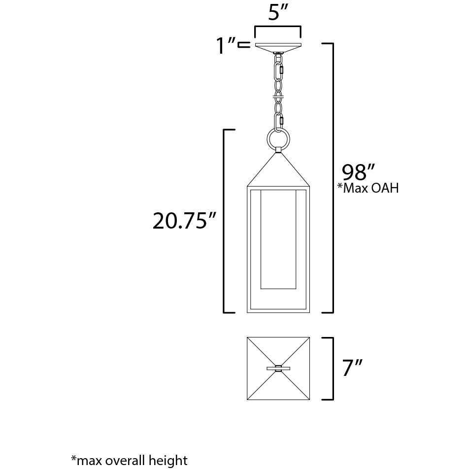 Aldous 1 Light 7 inch Black Outdoor Pendant