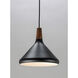Nordic 1 Light 7 inch Walnut and Black Single Pendant Ceiling Light